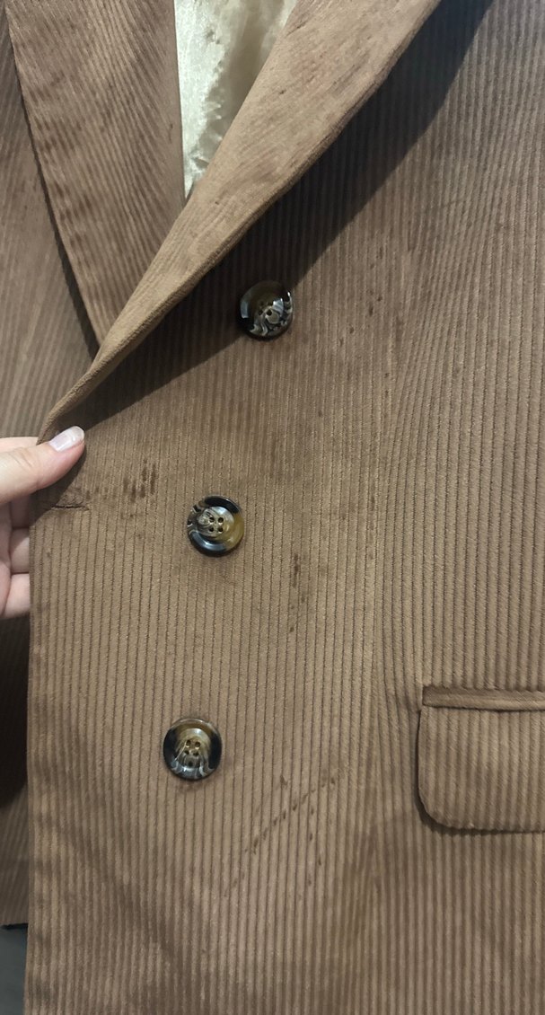 Düğmeli Kahverengi kadife  Kadın Blazer ceket - Görsel 2