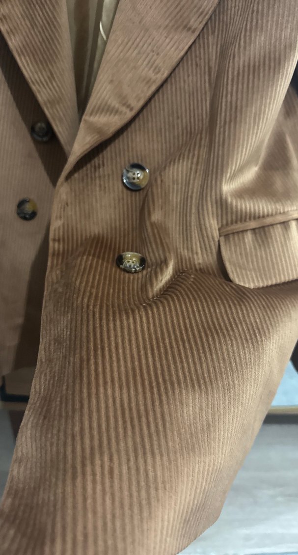 Düğmeli Kahverengi kadife  Kadın Blazer ceket - Görsel 3