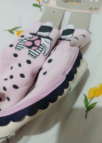 Pembe Fırfırlı Kız Çocuk çarık çorap sıfır ürün - Görsel 16