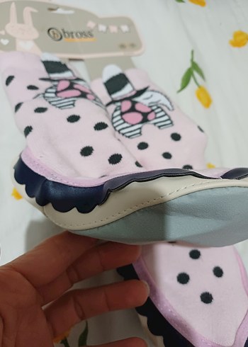 Pembe Fırfırlı Kız Çocuk çarık çorap sıfır ürün - Görsel 14