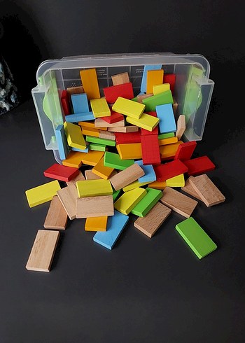 Renkli Ahşap domino Seti