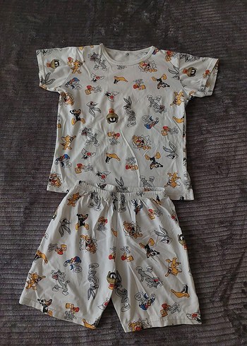 Desenli Kısa Kollu Pijama Takımı - Görsel 3