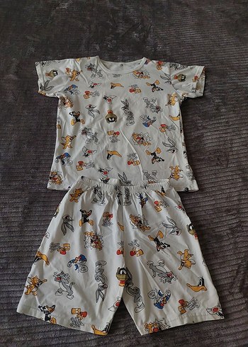 Desenli Kısa Kollu Pijama Takımı - Görsel 2