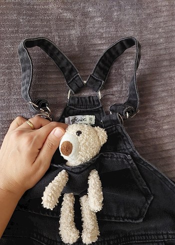 lcw Kız Çocuk Siyah Bol Kesim Kot Tulum - Görsel 3