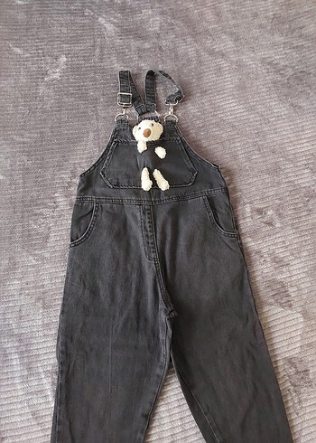 lcw Kız Çocuk Siyah Bol Kesim Kot Tulum - Görsel 2