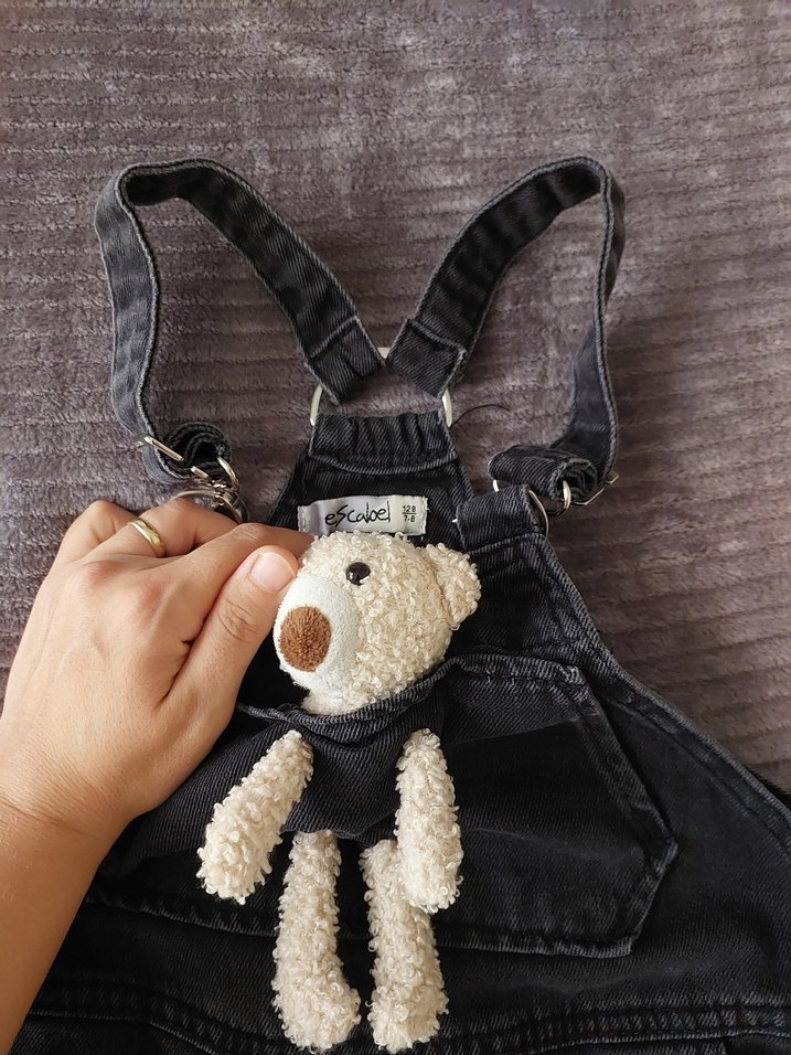 lcw Kız Çocuk Siyah Bol Kesim Kot Tulum - Görsel 3