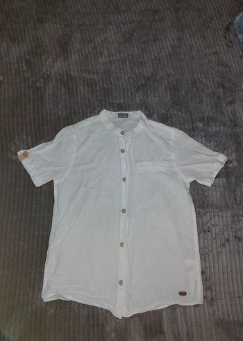 Lcw Erkek Beyaz Keten Kısa Kollu Gömlek - Görsel 2