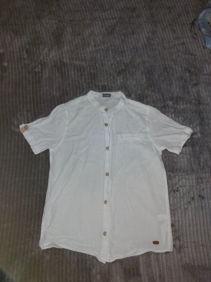 Lcw Erkek Beyaz Keten Kısa Kollu Gömlek - Görsel 2