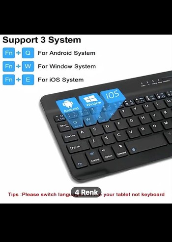 Açık Mor Kablosuz Klavye - Görsel 3