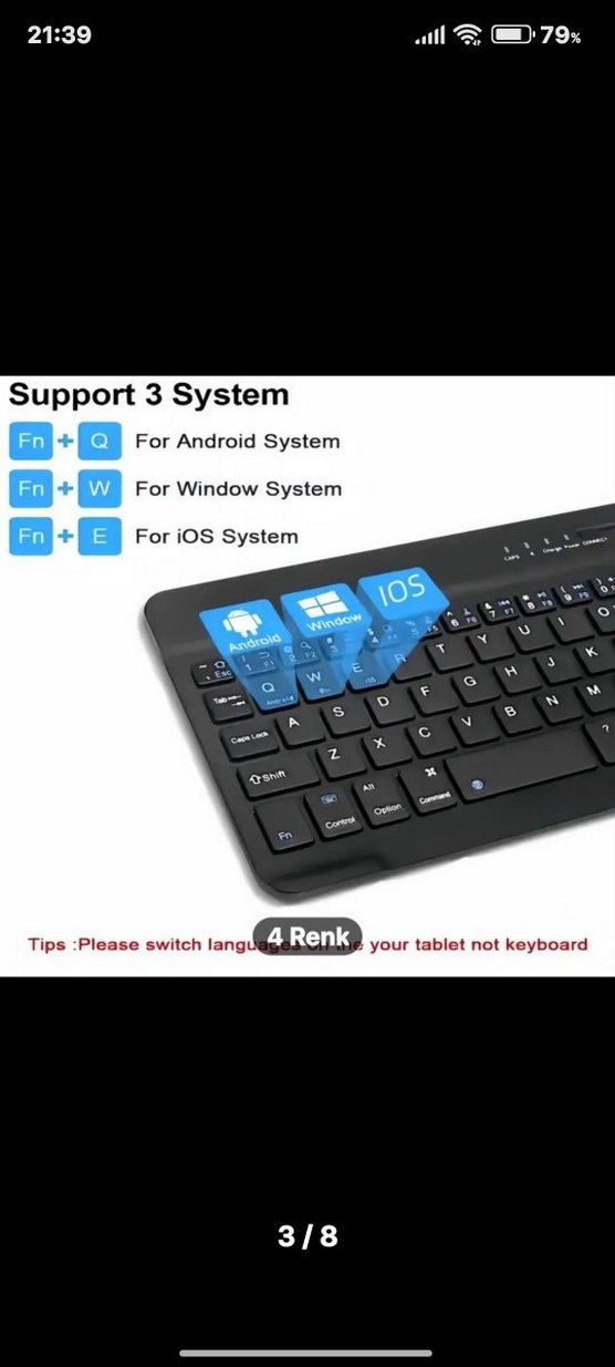 Açık Mor Kablosuz Klavye - Görsel 3