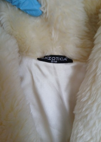 Kadın Beyaz Kürk Detaylı Midi Ceket - Görsel 3