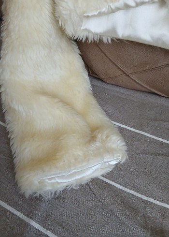 Kadın Beyaz Kürk Detaylı Midi Ceket - Görsel 8