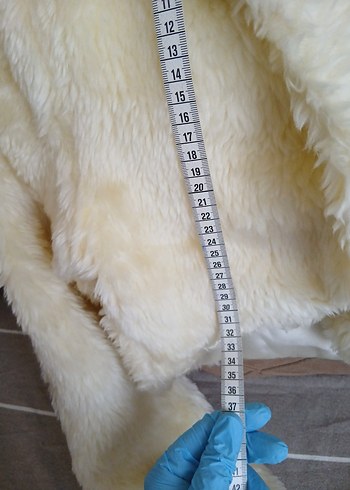 Kadın Beyaz Kürk Detaylı Midi Ceket - Görsel 5