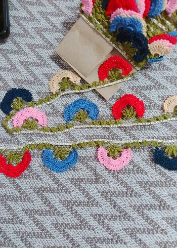 Renkli Fırfırlı Örgü Kadın Fular - Görsel 7