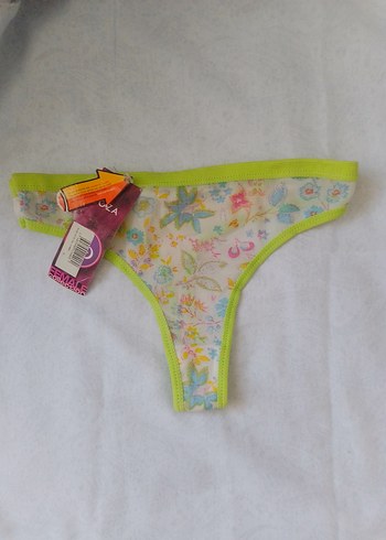 Desenli tül string Kadın Külot - Görsel 5