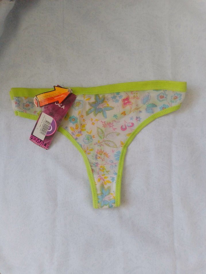 Desenli tül string Kadın Külot - Görsel 5