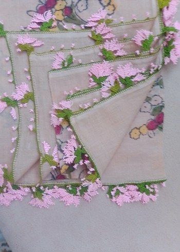 ipek iğne oyalı vintage sandıktan yumuşacık otantik yazma fular - Görsel 7