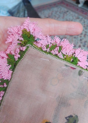 ipek iğne oyalı vintage sandıktan yumuşacık otantik yazma fular - Görsel 6