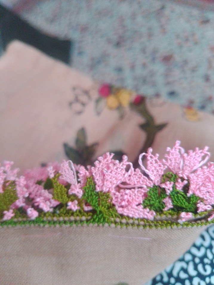 ipek iğne oyalı vintage sandıktan yumuşacık otantik yazma fular - Görsel 3