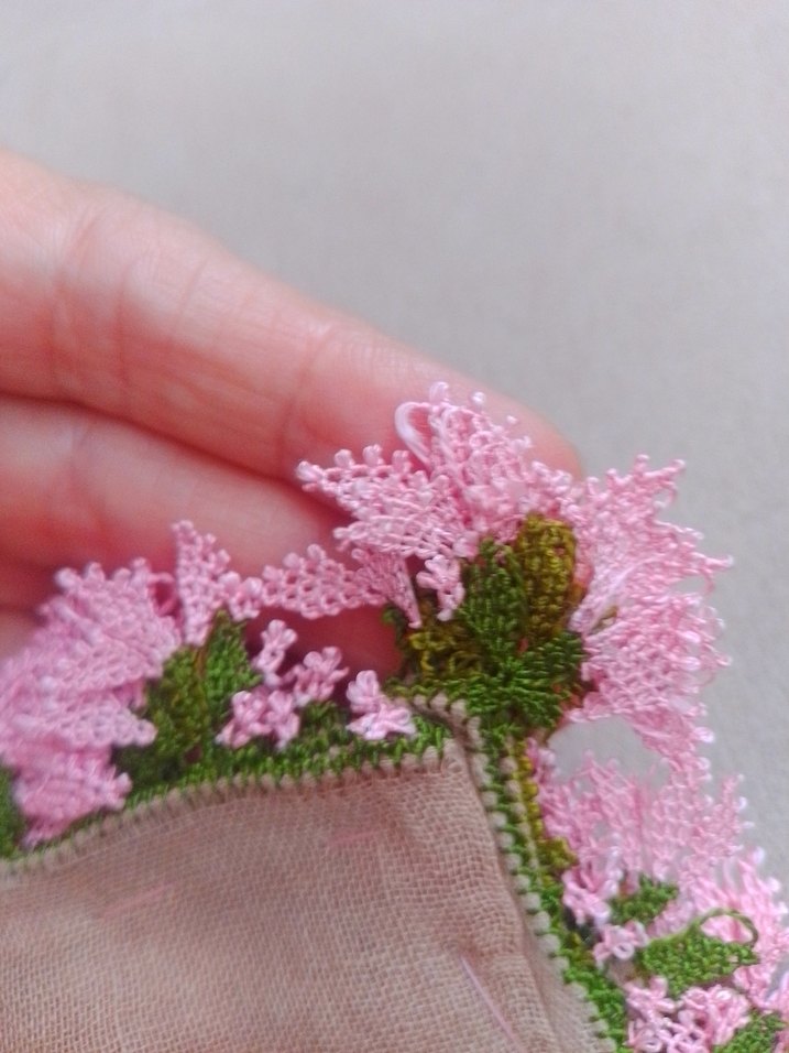 ipek iğne oyalı vintage sandıktan yumuşacık otantik yazma fular - Görsel 2