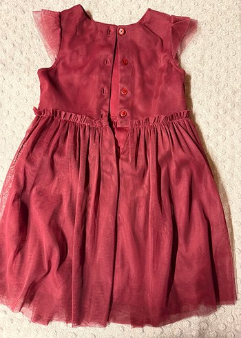 Bordo Nakışlı Kız Çocuk Bohem Elbise - Görsel 2