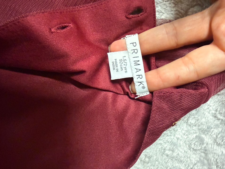 Bordo Nakışlı Kız Çocuk Bohem Elbise - Görsel 3