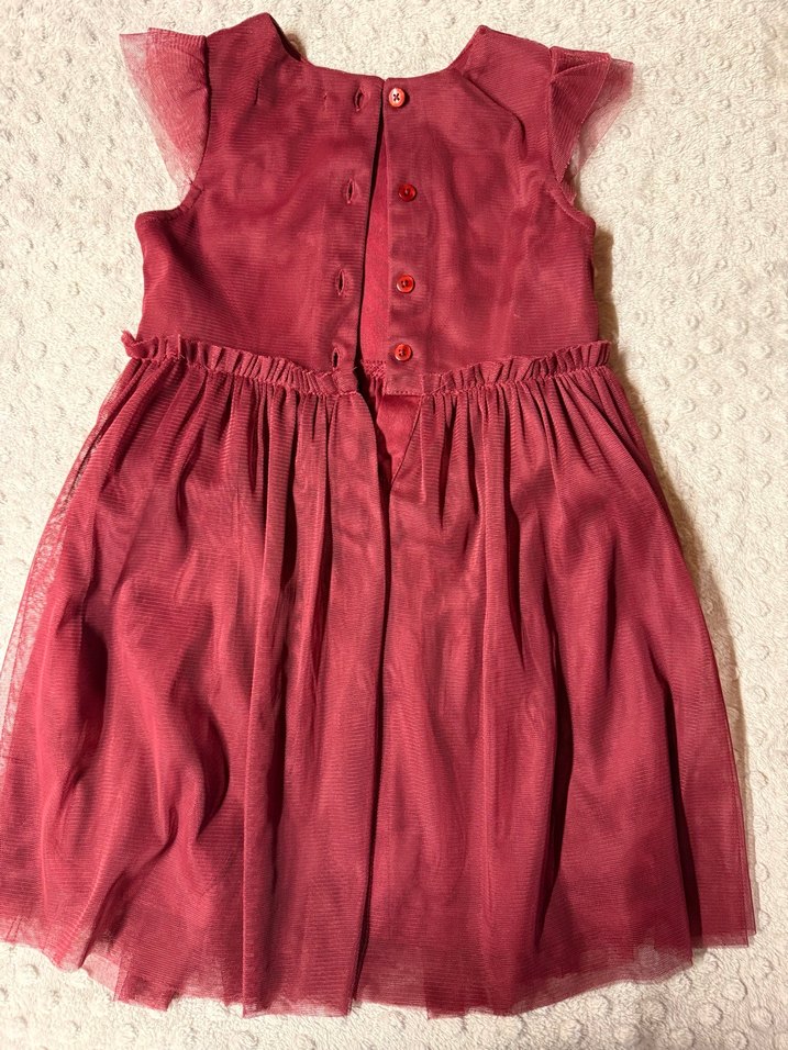 Bordo Nakışlı Kız Çocuk Bohem Elbise - Görsel 2