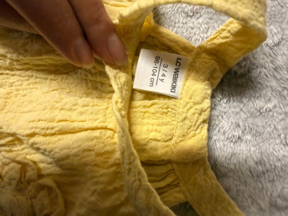 Kız Çocuk Sarı Kolsuz Elbise - Görsel 3