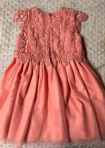 Kız Çocuk Pembe Dantel Detaylı Elbise - Görsel 2