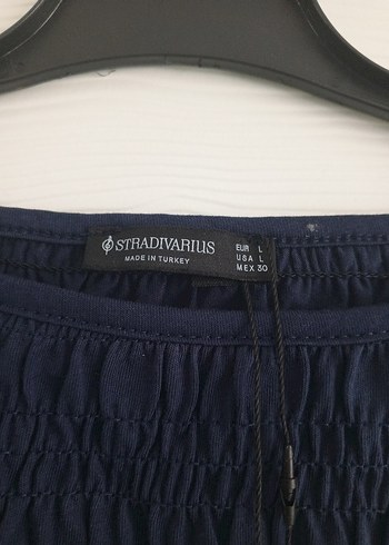 Stradivarius Lacivert Pilili Kolsuz Kadın Bluz