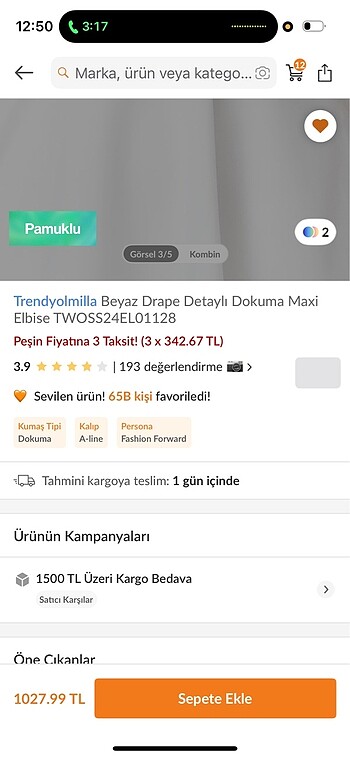 38 Beden Trendyol bille elbise
