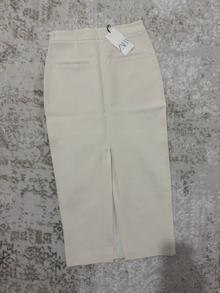 Bej Düz Uzun Kadın Etek - Görsel 4