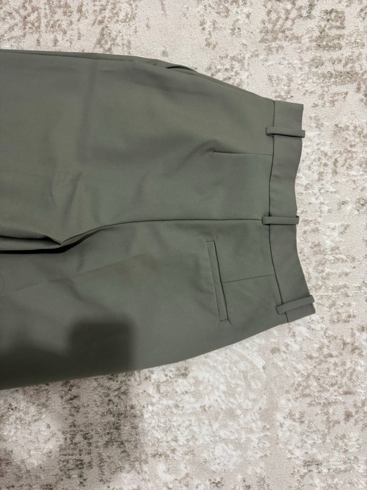 Gri Midi Kumaş Kadın Pantolon - Görsel 4