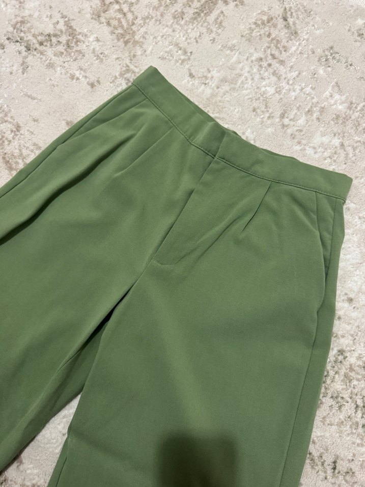 Yeşil Midi Kadın Kumaş Pantolon - Görsel 3