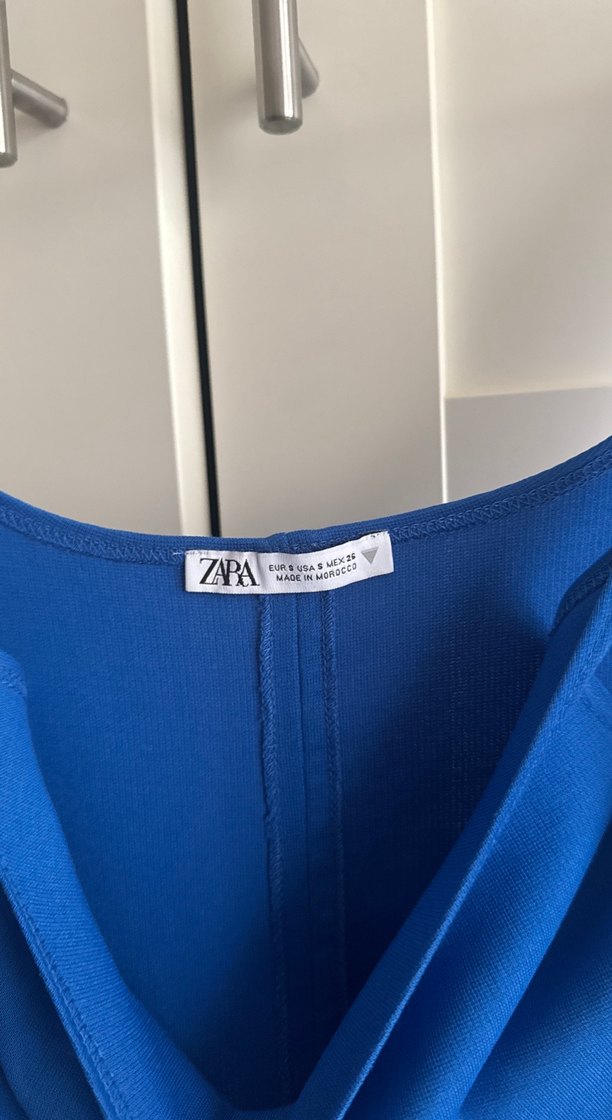 Mavi yuvarlak Yakalı dar Elbise - Görsel 2