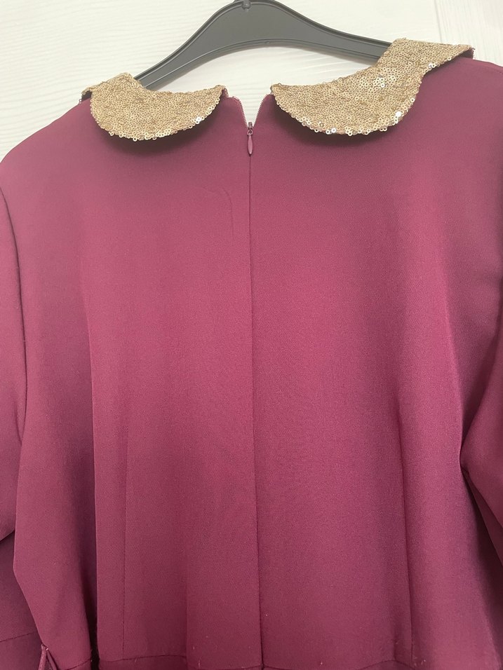 Zincir Detaylı Bordo tulum - Görsel 5