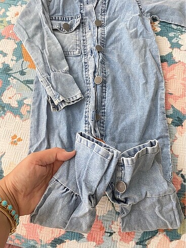 24-36 Ay Beden lacivert Renk bebek kot tulum
