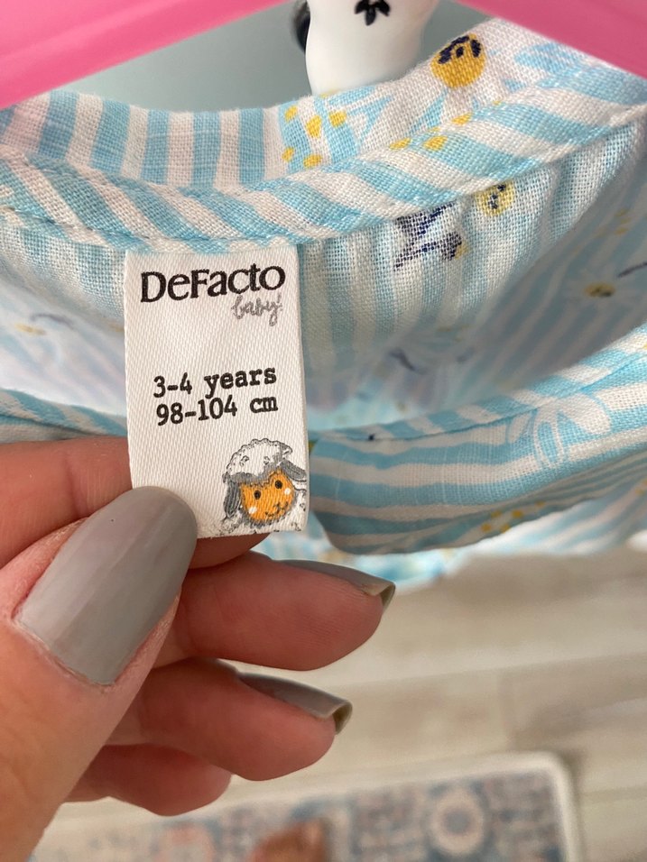 Kız Çocuk Mavi Pamuklu Kolsuz Gömlek - Görsel 3