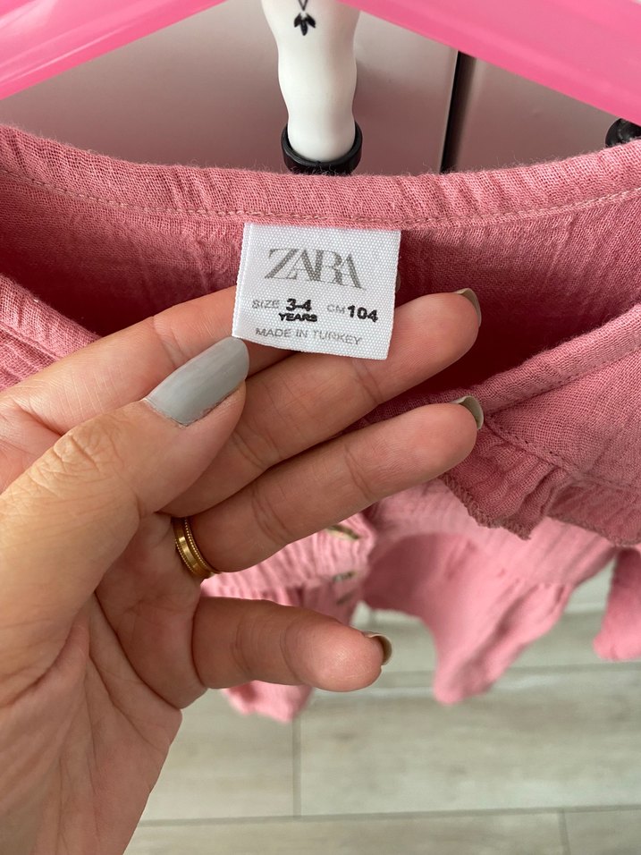 Pembe Bohem Uzun Kollu Keten Kız Elbisesi - Görsel 3