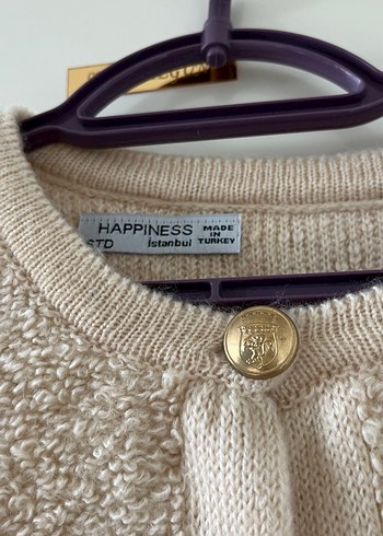 Bej Düğmeli Kadın Triko Hırka - Görsel 4