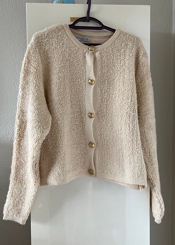 Bej Düğmeli Kadın Triko Hırka - Görsel 2