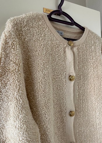 Bej Düğmeli Kadın Triko Hırka - Görsel 3