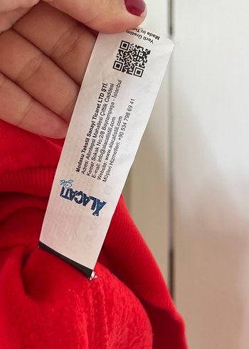 Kırmızı Yüksek Yakalı Kadın Sweatshirt - Görsel 5