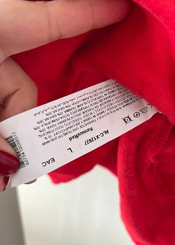 Kırmızı Yüksek Yakalı Kadın Sweatshirt - Görsel 6