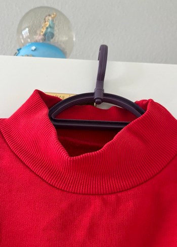 Kırmızı Yüksek Yakalı Kadın Sweatshirt - Görsel 3