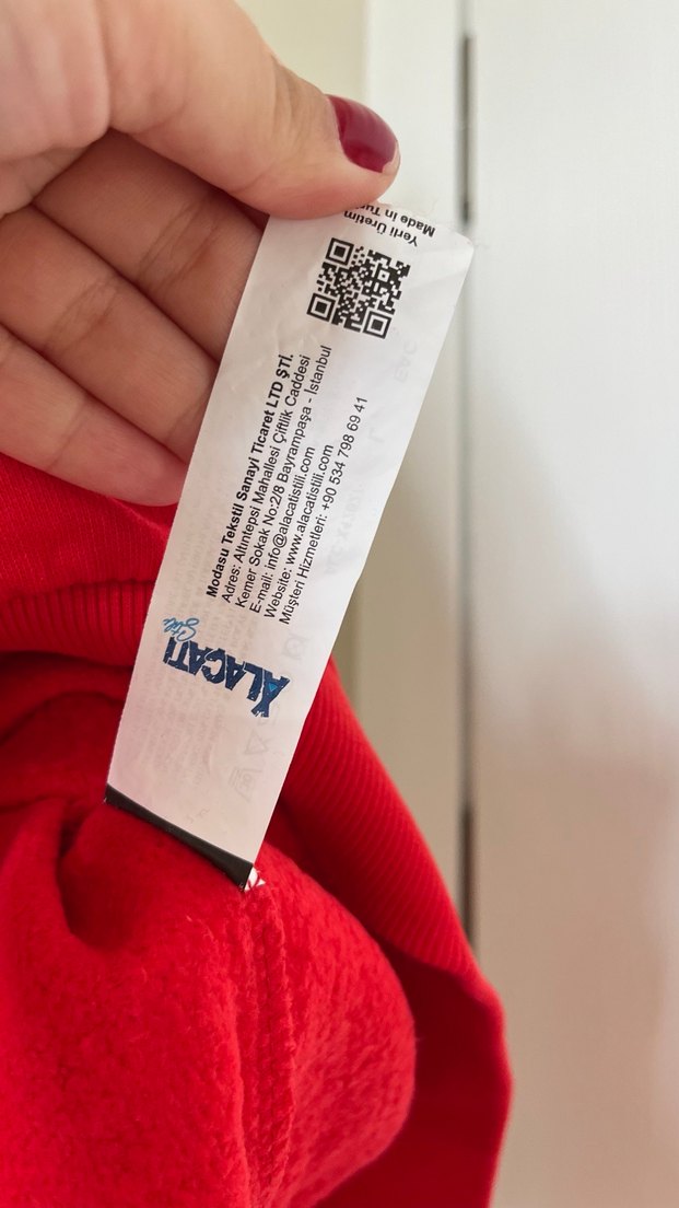 Kırmızı Yüksek Yakalı Kadın Sweatshirt - Görsel 5