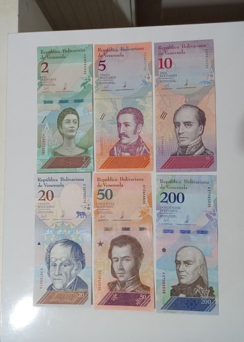 Venezuela Bolivar Seti 6 Adet Çil Koleksiyonluk