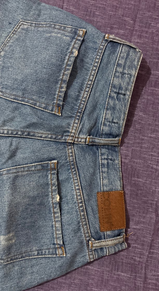 Kadın Mavi Yırtık Kot Şort - Görsel 5