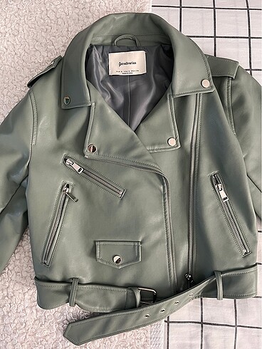 s Beden Stradivarius suni deri biker ceket