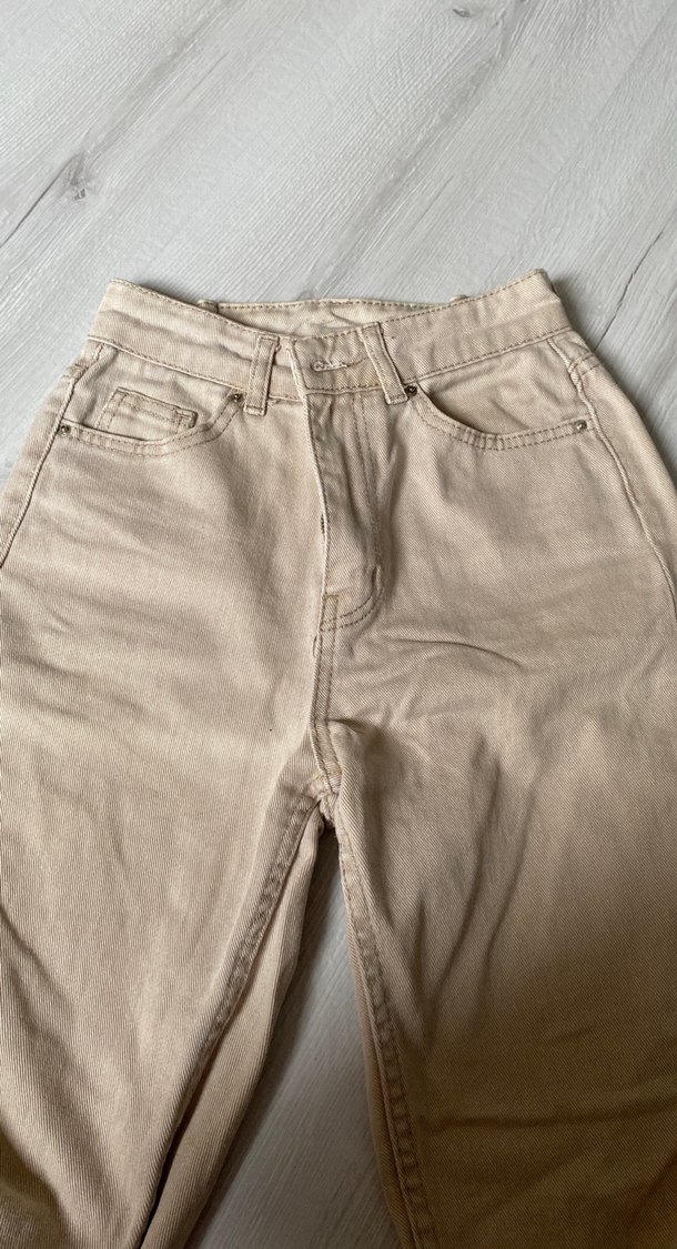 Bej Midi Keten Kadın Jean - Görsel 2